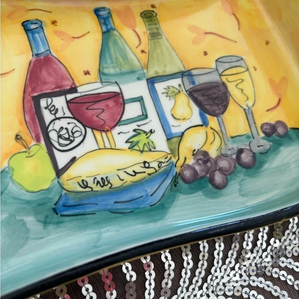 Vibrant Wine-Themed Serving Platter